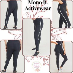 NEW Black CURVY Reflective Accent Highwaist Mono B Activewear Leggings Sz XL